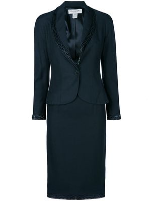 Christian Dior 2000s pre-owned braided detail skirt suit - Blue