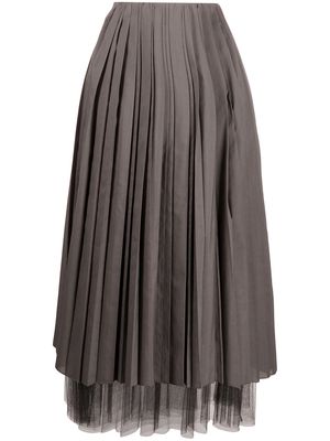 Fabiana Filippi layered pleated skirt - Grey