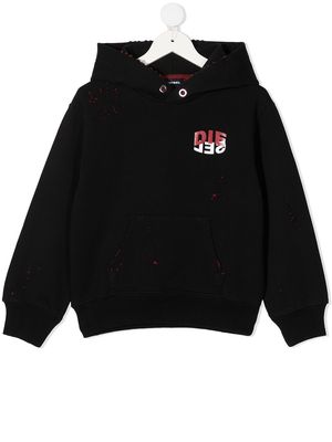 Diesel Kids logo-print cotton hoodie - Black