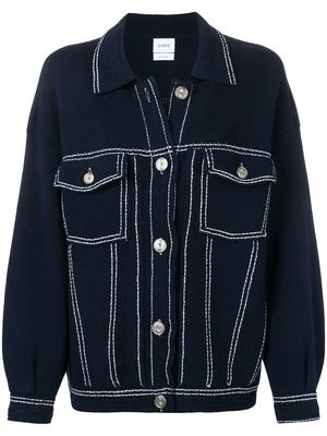 Barrie stitch-detail denim jacket - Blue