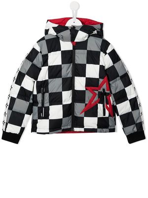 Perfect Moment Kids checkerboard-print hooded jacket - Multicolour