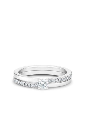 De Beers Jewellers 18kt white gold The Promise small solitaire round brilliant diamond ring - Silver