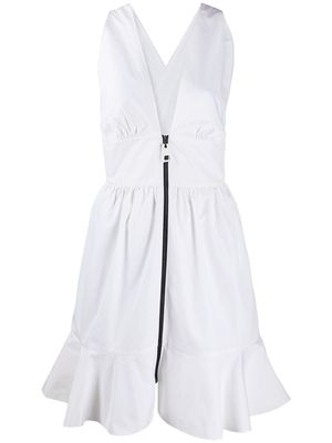 Louis Vuitton pre-owned zipped gathered dress - White