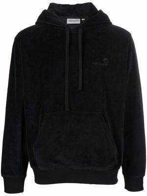 Carhartt WIP logo-embroidered velvet hoodie - Black