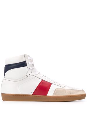 Saint Laurent panelled lace-up sneakers - White