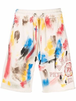 Palm Angels paint-effect College track shorts - Neutrals