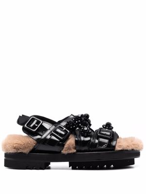 Simone Rocha multi-strap faux-fur sandals - Black