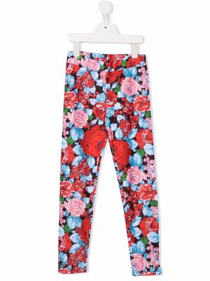 MSGM Kids floral-print leggings - Brown