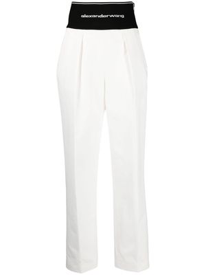 Alexander Wang logo waistband straight-leg trousers - White