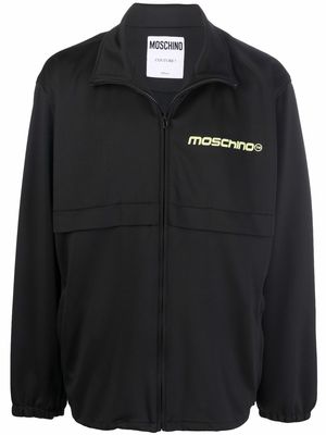 Moschino logo-print funnel neck jacket - Black