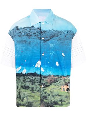 Off Duty MR. TRIANGLE landscape print T-shirt - Blue