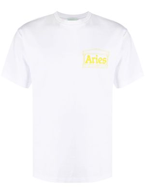 Aries logo-print cotton t-shirt - White