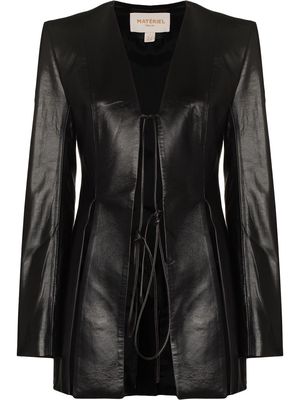 Materiel side-slit collarless blazer - Black