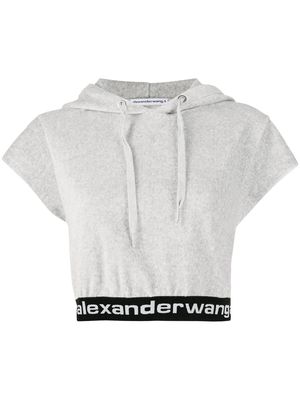 Alexander Wang cropped short-sleeve hoodie - Grey