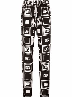 Dolce & Gabbana logo-print silk trousers - Black