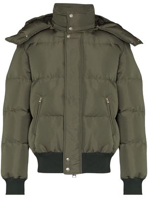 Alexander McQueen logo-print hooded padded coat - Green