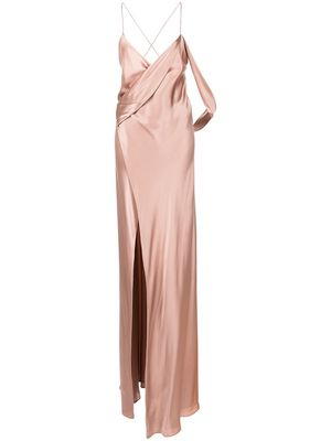 Michelle Mason silk wrap floor-length gown - Pink