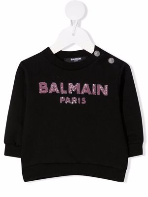 Balmain Kids sequinned-logo sweatshirt - Black