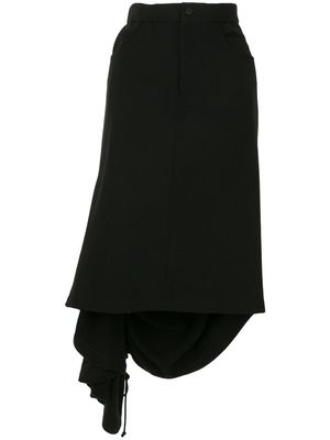 Yohji Yamamoto ruched asymmetric skirt - Black