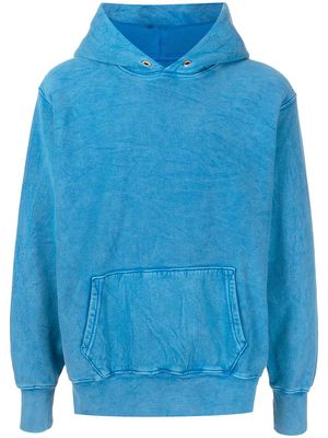 Les Tien Textured long-sleeve cotton hoodie - Blue