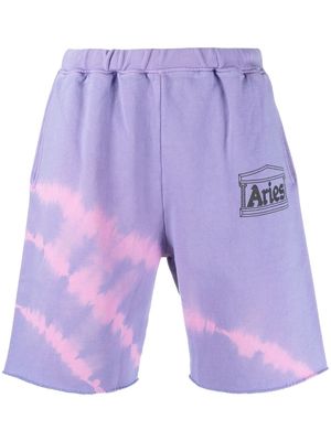 Aries tie-dye logo shorts - Purple
