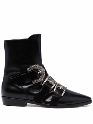 ETRO decorative side-buckle ankle boots - Black