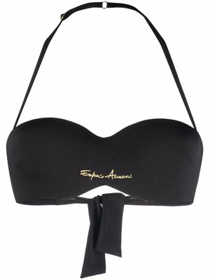 Emporio Armani logo bikini top - Black