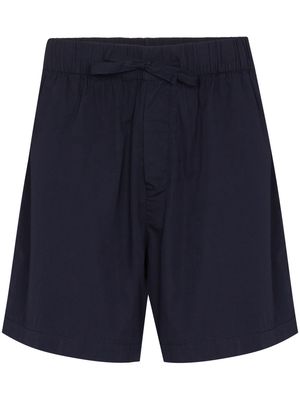 TEKLA high-waisted drawstring poplin shorts - Blue