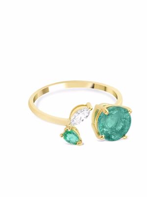 Gfg Jewellery 18kt yellow gold Artisia emerald and diamond leaf ring