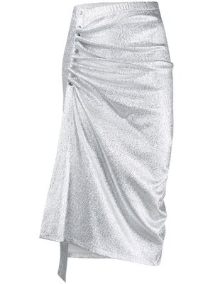 Paco Rabanne ruched metallic midi skirt - Silver