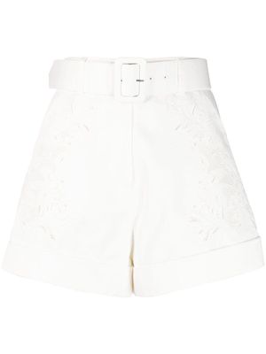 Self-Portrait embroidered-design shorts - White