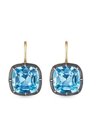 FRED LEIGHTON 18kt gold cushion topaz collet drop earrings