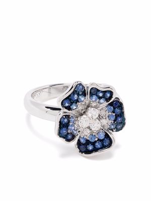 LEO PIZZO 18kt white gold diamond and sapphire ring - Silver