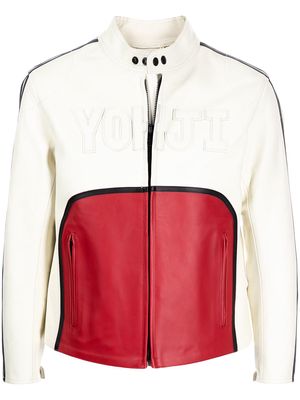 Yohji Yamamoto colourblock biker jacket - White