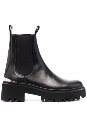Maje chunky slip-on leather boots - Black