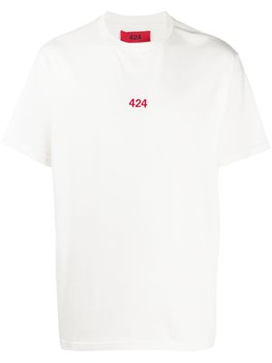 424 embroidered logo crew neck T-shirt - White