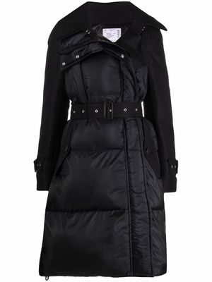 sacai cotton gabardine padded coat - Black