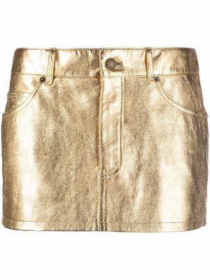 Saint Laurent lambskin mini skirt - Gold