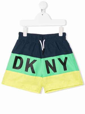 Dkny Kids colour-block swim shorts - Blue