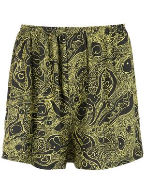 Amir Slama abstract-print cotton deck shorts - Yellow