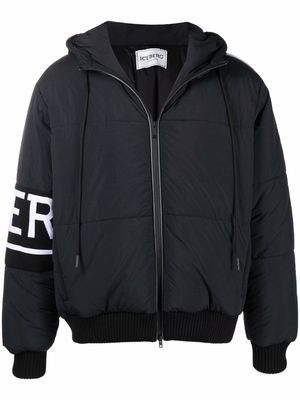 Iceberg logo-print bomber jacket - Black