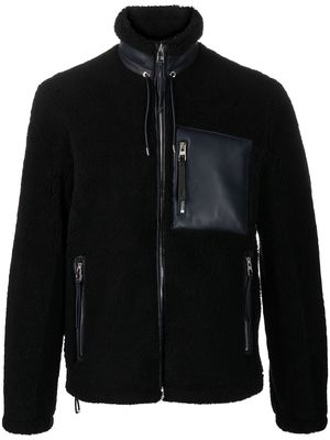 LOEWE leather-pocket shearling jacket - Black