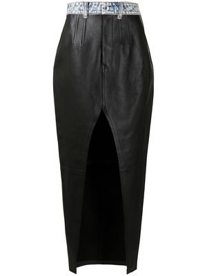 Alexander Wang high-slit calfskin maxi skirt - Black