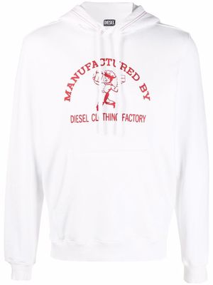 Diesel logo-print pullover hoodie - White