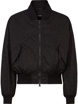 Fendi distorted monogram pattern bomber jacket - Black