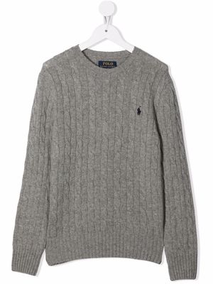 Ralph Lauren Kids cable-knit crew-neck jumper - Grey