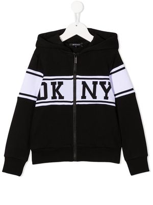 Dkny Kids logo-print zip-up hoodie - Black