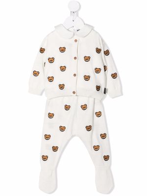 Moschino Kids Teddy bear-print pajamas - White