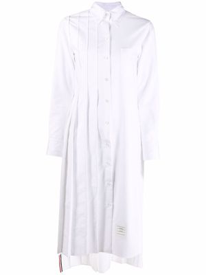 Thom Browne long-sleeve pleated shirtdress - White