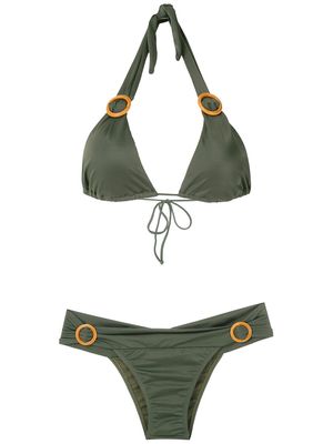 Brigitte ring-embellished bikini set - Green